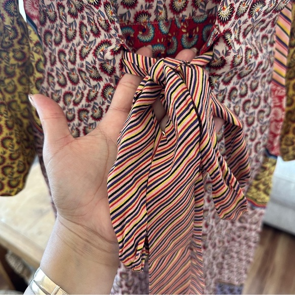 CAbi Poet Jacket Kimono Belted Bold Boho Patchwork Topper Cardigan Multicolor XS - Picture 10 of 12